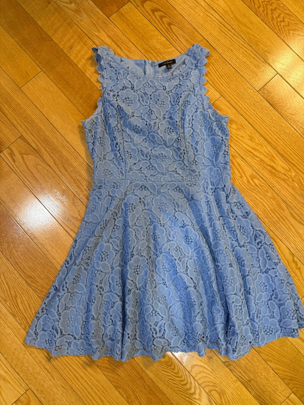 Light Blue Lace Fit & Flare Dress city studio size 14 blue